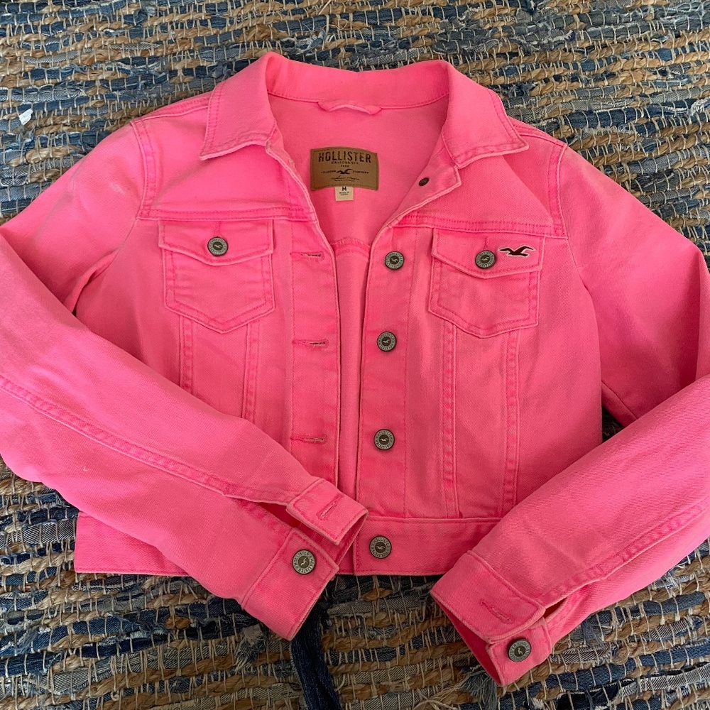 Hot pink Hollister denim jacket